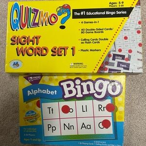 Bundle -Quizmo Sight Word Set 1 Educational Bingo and Trend ABC Bingo